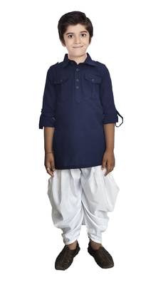 Kids Blue Kurta Pyjama Set  1