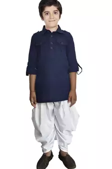 Kids Blue Kurta Pyjama Set 