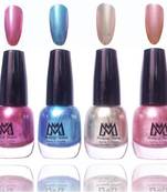 Light Blue, Silver, Mauve Combo of 4 Exclusive Nail Paint by Makeup Mania