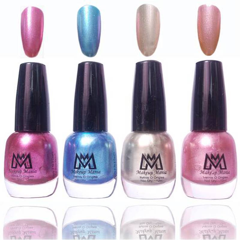 Light Blue, Silver, Mauve Combo of 4 Exclusive Nail Paint by Makeup Mania