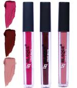 4ml Each 3 Combo Matte Liquid Lipstick, Long Lasting  Dark & Bold Pink, Chocolate Mood, Light Nude Brown by bq BLAQUE