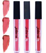 4ml Each 3 Combo Matte Liquid Lipstick, Long Lasting  Coral Peach, Pinkish Peach, Dark Coral by bq BLAQUE