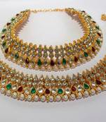 Mullti Color Anklet with white stone and Kundan