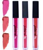 4ml Each 3 Combo Matte Liquid Lipstick, Long Lasting Pink, Pinkish Peach, Dark Coral by bq BLAQUE