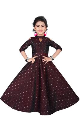 Kids Maroon Long Gown For Girl 1