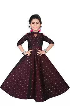 Kids Maroon Long Gown For Girl