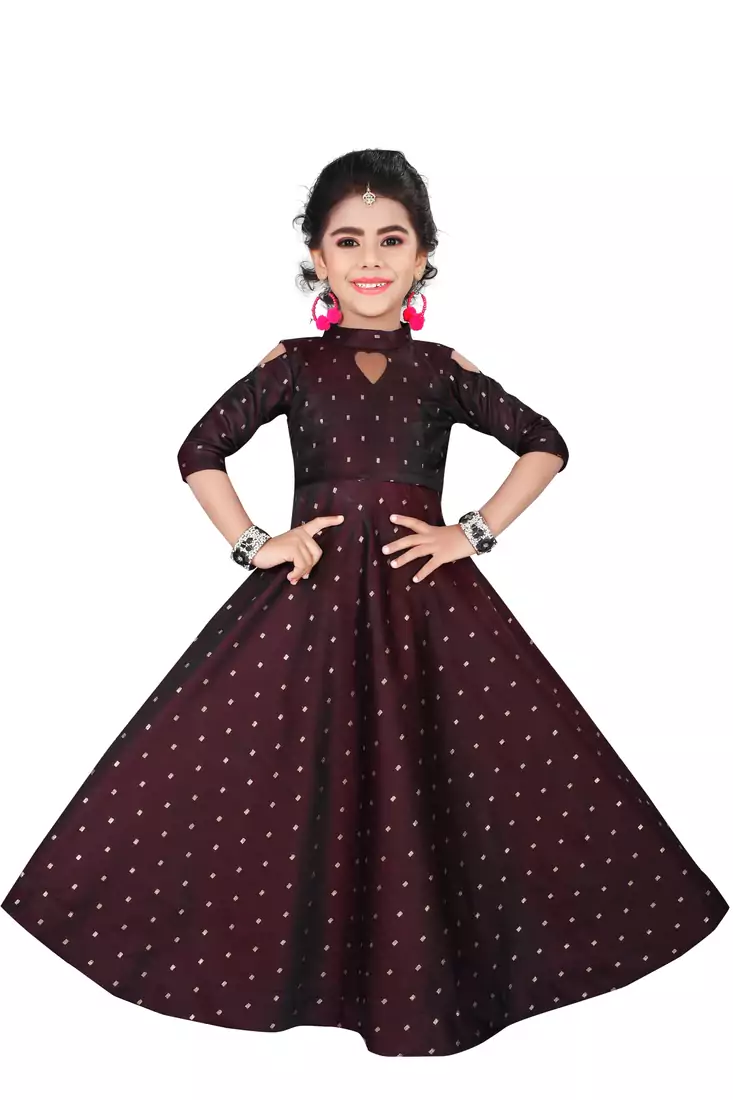 Kids Maroon Long Gown For Girl
