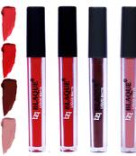 4ml Each 4 Combo Matte Liquid Lipstick, Long Lasting  red, Chocolate Mood, Light Nude Brown by bq BLAQUE