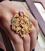 Gold Plated Antique Temple Ganesh Ring