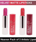 4.2 gm each Combo of 3 Artisto Matte Lipstick By Blue Heaven (Pink,Orange,Mauve)