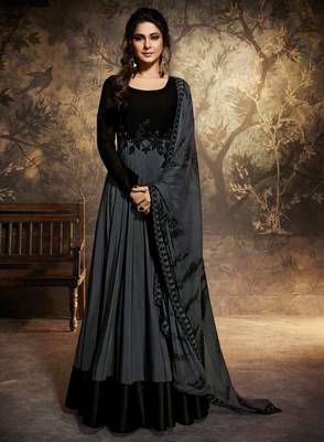 Black resham embroidery silk salwar 1