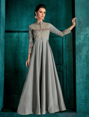 Grey embroidered silk salwar 1