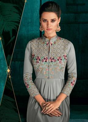 Grey embroidered silk salwar 2