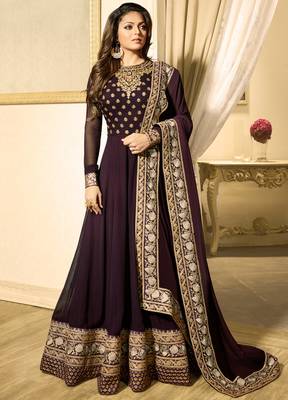 Purple embroidered georgette salwar 1