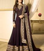 Purple embroidered georgette salwar