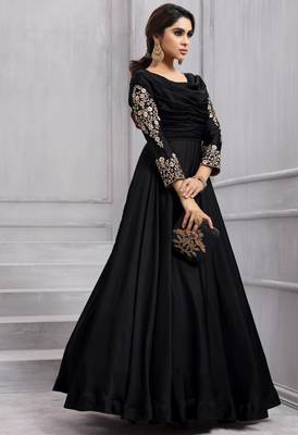 Black embroidered silk salwar 1