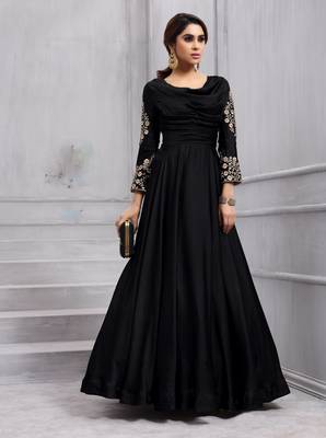 Black embroidered silk salwar 4