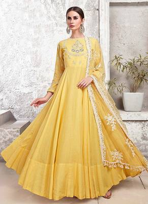 Yellow embroidered silk salwar 1