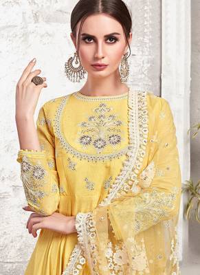 Yellow embroidered silk salwar 2