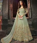 Green embroidered net salwar