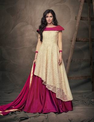 Cream embroidered georgette salwar 1