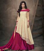 Cream embroidered georgette salwar