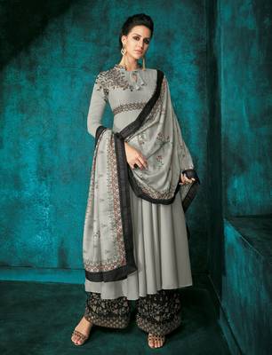 Grey embroidered silk salwar 1