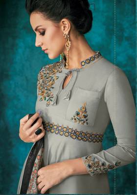 Grey embroidered silk salwar 3