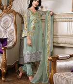 Green Embroidered Chiffon Salwar