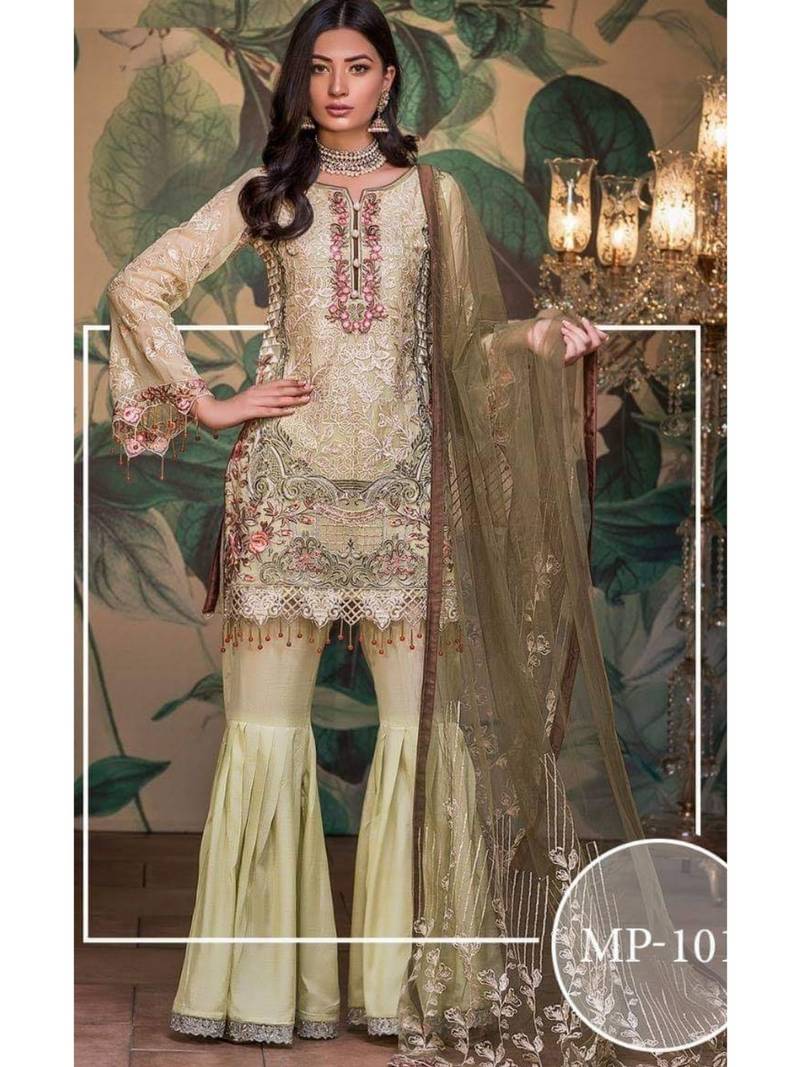 Green Embroidered Chiffon Salwar