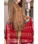 Beige Embroidered Chiffon Salwar