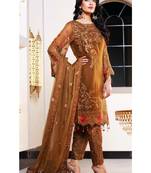 Mustard Embroidered Chiffon Salwar