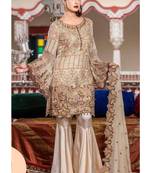 Beige Embroidered Chiffon Salwar