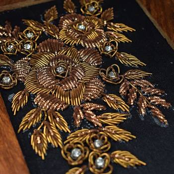 Brown, Black Clutch Wooden Embroidery Party 2