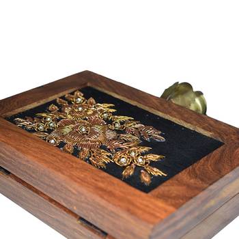 Brown, Black Clutch Wooden Embroidery Party 3