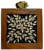 Brown Wooden Clutch Embroidery Party