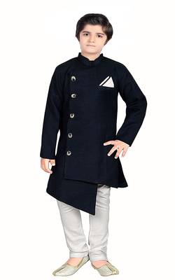 Kids Black Kurta Pyjama Set For Boys  1