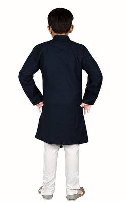 Kids Black Kurta Pyjama Set For Boys  2