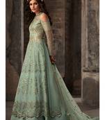 Green Resham Embroidery Net Salwar