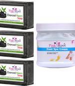 500gm Pack Of 3 Charcoal Soap  With Foot Spa cream By Pink Root
