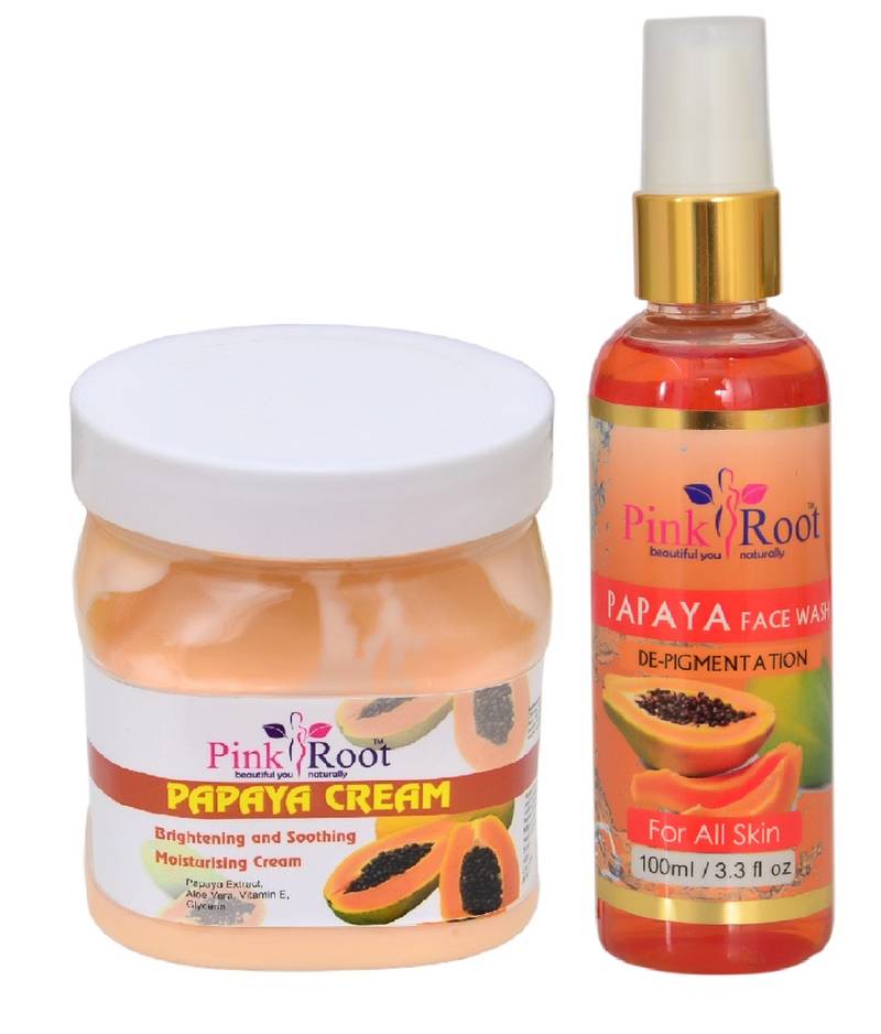 500ml Papaya Cream With 100ml Papaya Face Wash By Pink Root