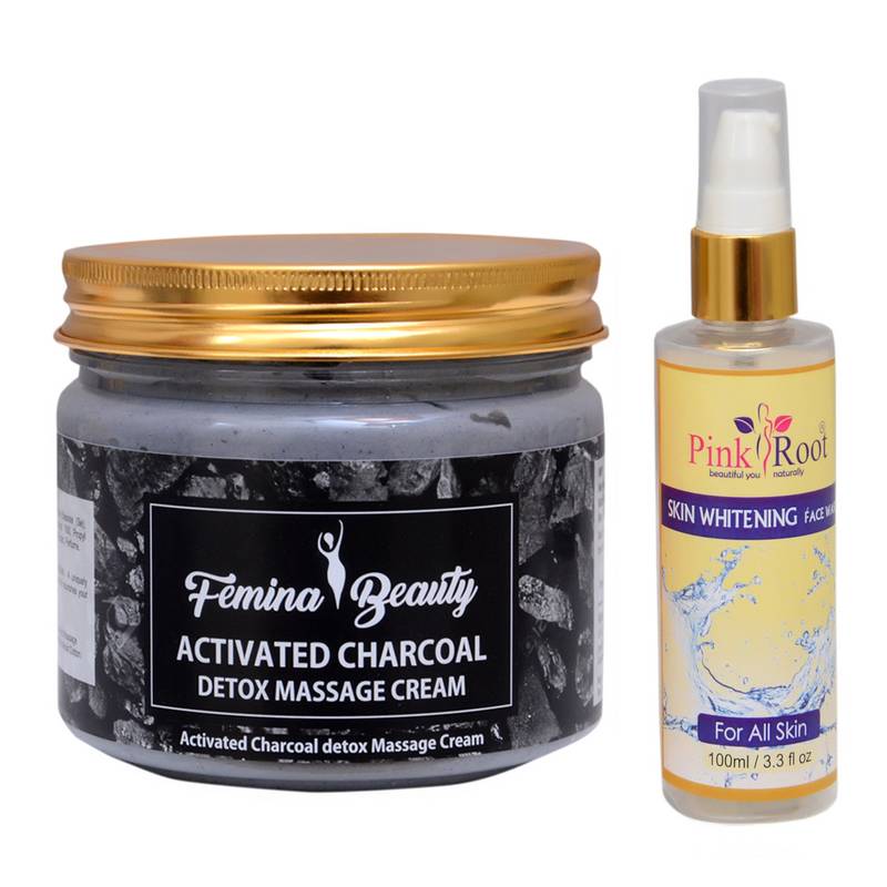 Femina Beauty Charcoal Cream With Pink Root Skin Whitening Face Wash