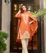 Orange Embroidered Chiffon Salwar
