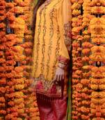 Yellow Embroidered Chiffon Salwar