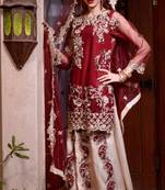 Red Embroidered Chiffon Salwar