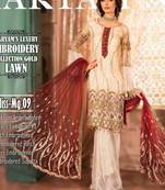Cream Embroidered Chiffon Salwar
