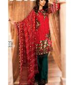 Red Embroidered Chiffon Salwar