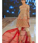 Beige Embroidered Chiffon Salwar