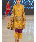 Yellow Embroidered Chiffon Salwar