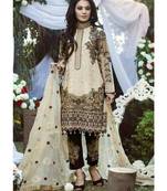 Cream Embroidered Chiffon Salwar